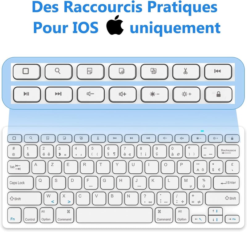GAOJIE Bluetooth Billentyűzet iOS Android Windows Tablethez Fehér AZERTY