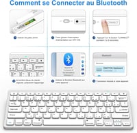 GAOJIE Bluetooth Billentyűzet Tablet iPad Samsung iOS Android Ezüst Fehér 6