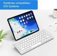 GAOJIE Bluetooth Billentyűzet Tablet iPad Samsung iOS Android Ezüst Fehér 7