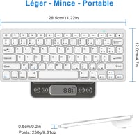 GAOJIE Bluetooth Billentyűzet Tablet iPad Samsung iOS Android Ezüst Fehér 3