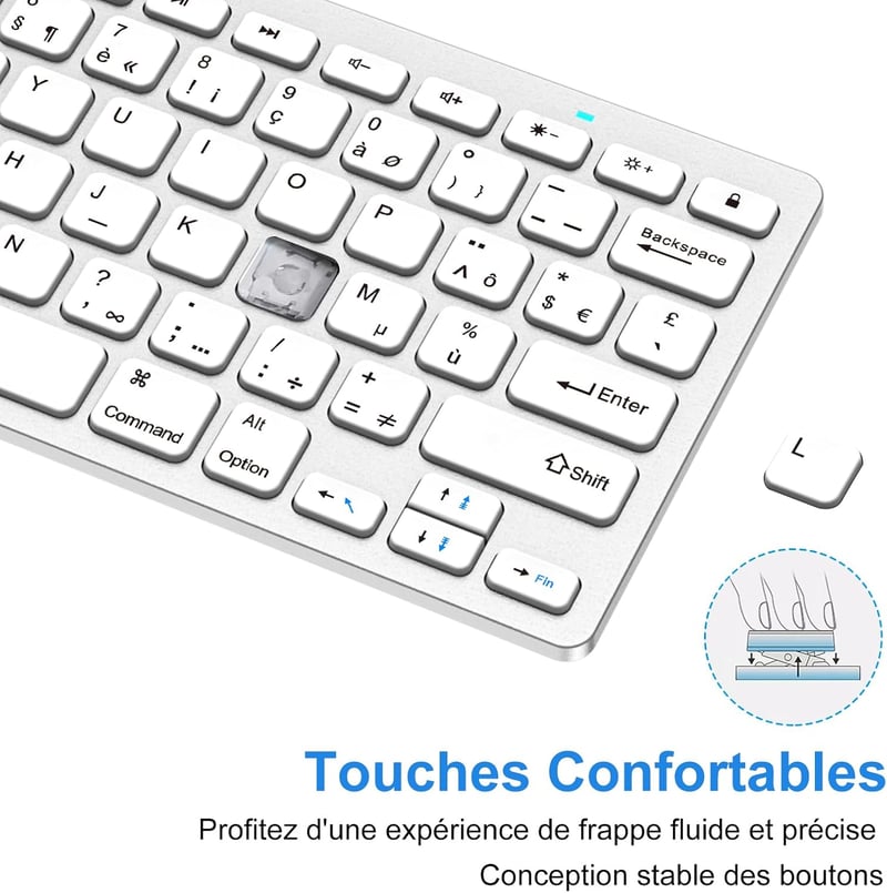 GAOJIE Bluetooth Billentyűzet Tablet iPad Samsung iOS Android Ezüst Fehér
