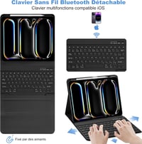 GAOJIE iPad Pro 13 inch M4 2024 Bluetooth billentyűzet tok AZERTY francia fekete 6
