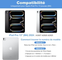 GAOJIE iPad Pro 13 inch M4 2024 Bluetooth billentyűzet tok AZERTY francia fekete 2