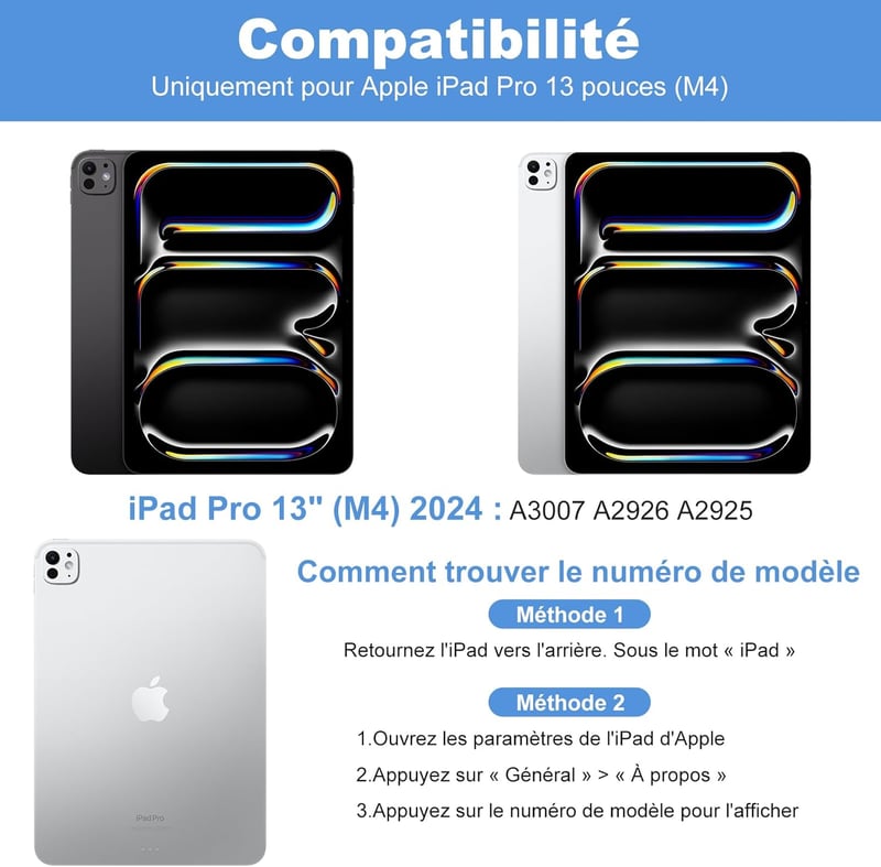 GAOJIE iPad Pro 13 inch M4 2024 Bluetooth billentyűzet tok AZERTY francia fekete