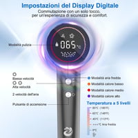 GAOJIE Plazma Hajszárító 200 Millió Ionnal, 110.000 RPM Kefementes Motorral, HD Kijelzővel, 4 Hőfokozattal, Mágneses Fúvókával, Sötétszürke 2