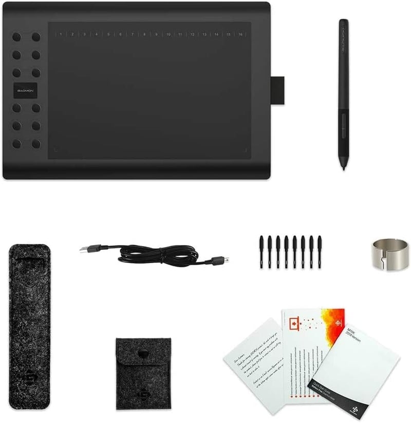 GAOMON M106K PRO 10x6" Professzionális Grafikus Rajztábla 28 Programozható Gombbal - Windows/Mac/Android Kompatibilis - Digitális Rajzolásho