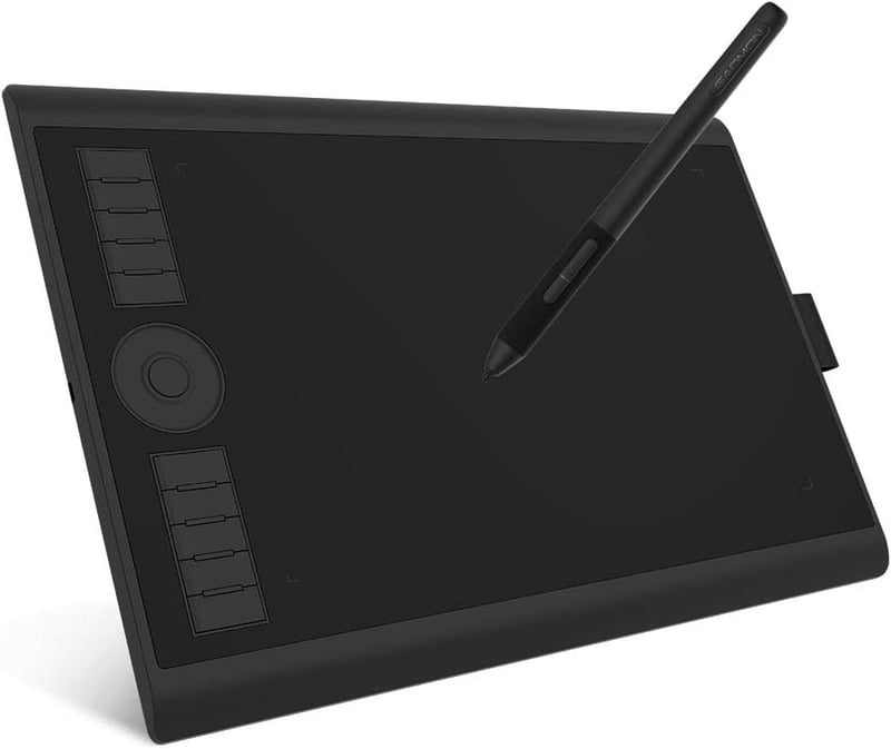 GAOMON M10K Grafikus Rajztábla - 10x6,25" Rajzfelület, 8192 Nyomásérzékenységi Szint, Elem Nélküli Toll, Windows/Mac/Android Kompatibilis