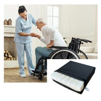 Pernă ortopedică anti-escare în formă de pană pentru scaun cu rotile, cu decupaje - Pernă pentru coccis și zona lombară, cu husă impermeabilă și umplutură din spumă cu memorie 7