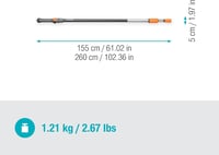 Gardena 18804-20 Teleskópos Nyél M-XL: Vízvezetékes Tisztítónyél 155-260 cm, Alumínium, Távolabbi Felületekhez 3