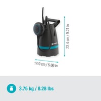 Ponorné čerpadlo na čistú vodu Gardena 8600 Basic – 400 W, 8600 l/h, s plavákovým spínačom, ploché sanie 4 mm, pre záhradné bazény (9001-47) 2
