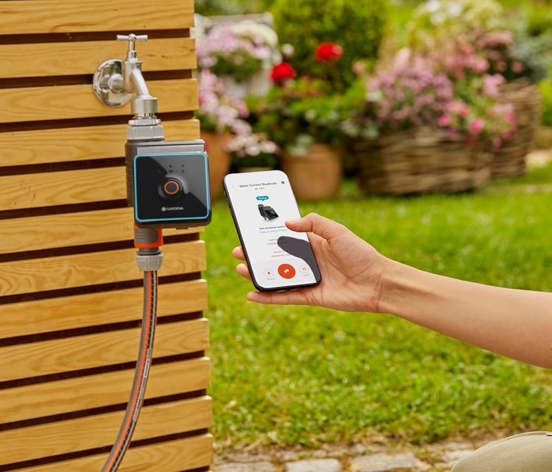 Gardena Bluetooth öntözésvezérlő okos applikációval, automata kerti és erkély öntözéshez, 3 program