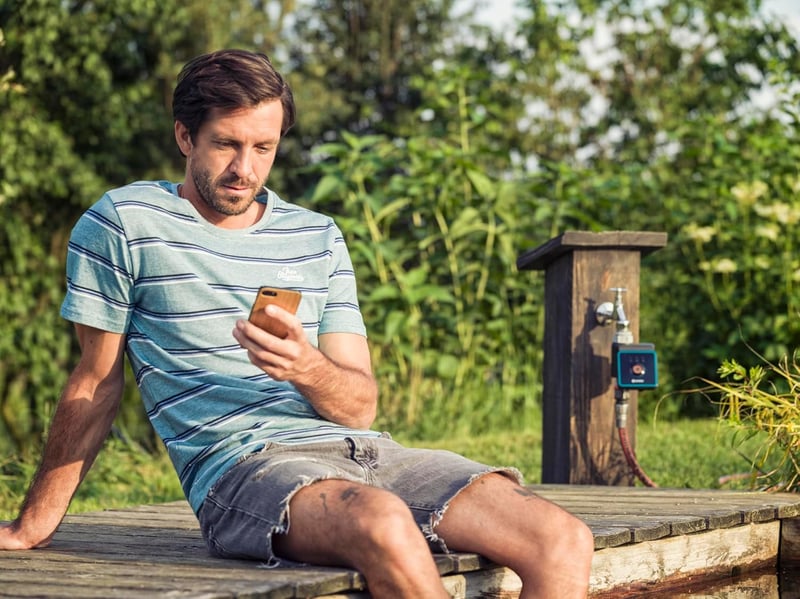 Gardena Bluetooth öntözésvezérlő okos applikációval, automata kerti és erkély öntözéshez, 3 program