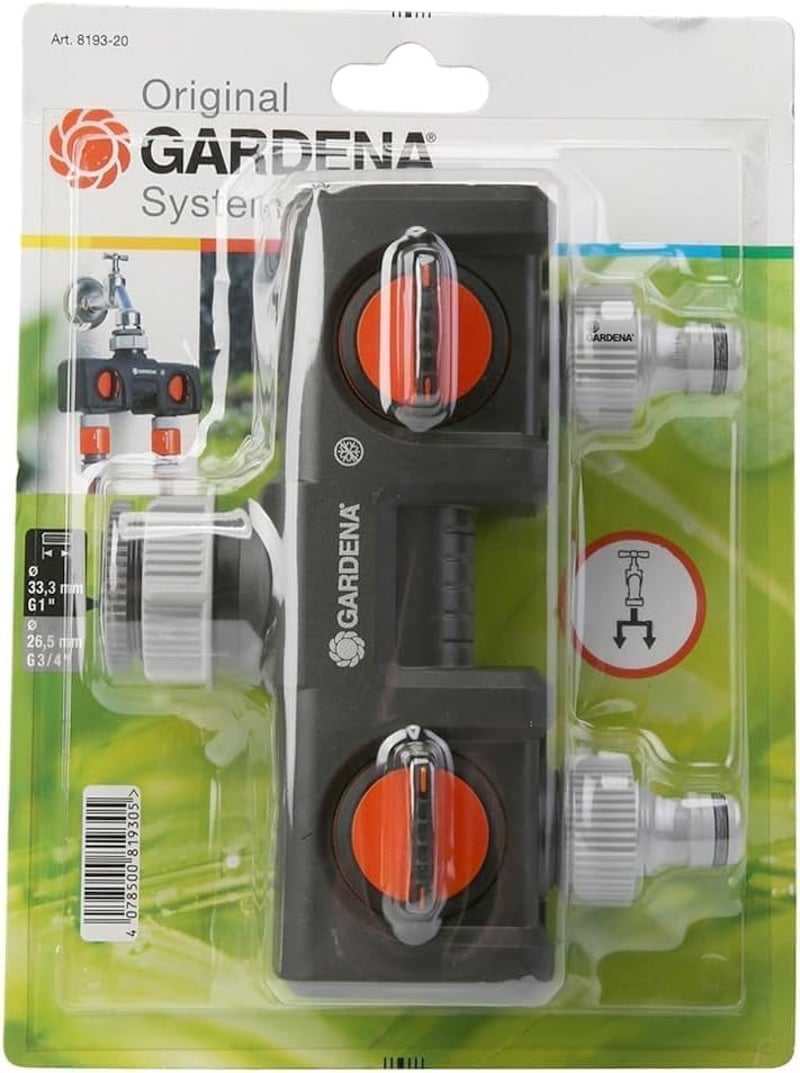 Gardena Csatlakozó Elosztó Öntözőrendszerhez, Standard Méret - 2-Way Distributor
