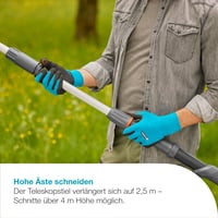 Foarfecă telescopică pentru crengi cu acumulator Gardena HighCut 250/18V P4A Solo – Mâner telescopic, rază de acțiune 4 m, lamă din oțel, cap de tăiere pivotant (14774-55) 4