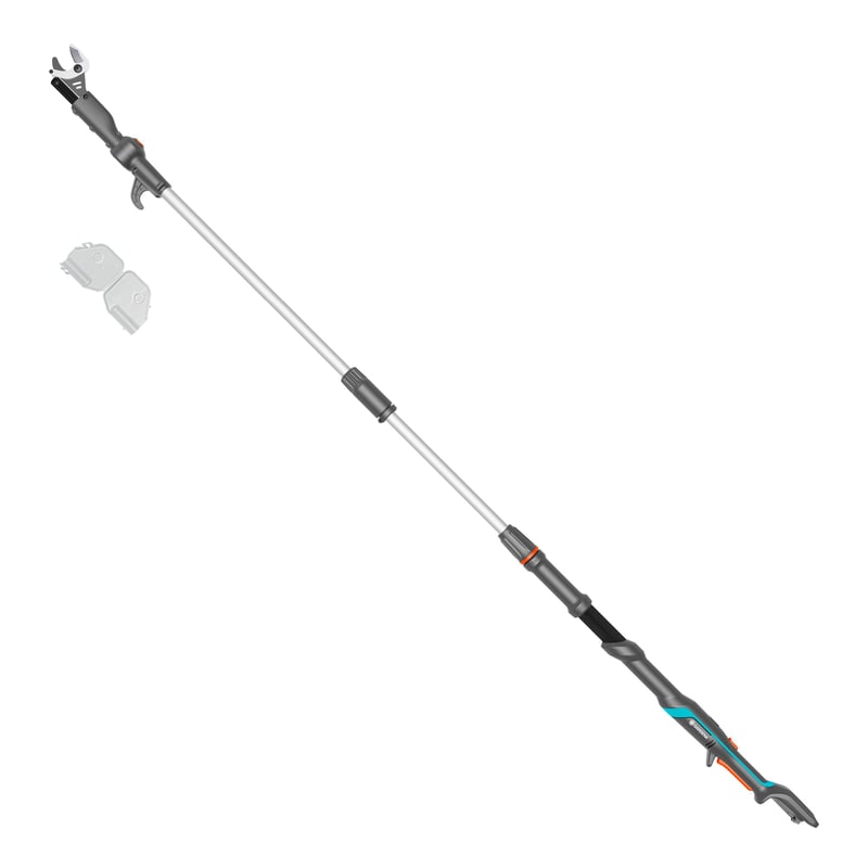 Foarfecă telescopică pentru crengi cu acumulator Gardena HighCut 250/18V P4A Solo – Mâner telescopic, rază de acțiune 4 m, lamă din oțel, cap de tăiere pivotant (14774-55)