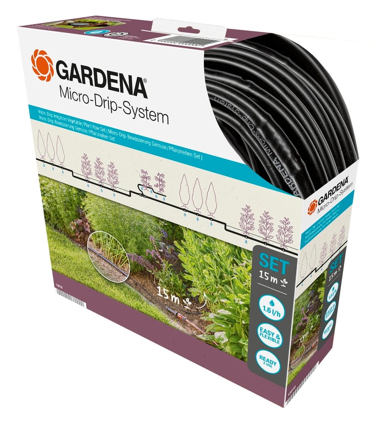 Set de pornire Gardena Micro-Drip-System pentru plante în rând S – Sistem de irigare prin picurare pentru economisirea apei (13010-20)
