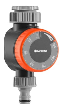 Zavlažovací hodiny Gardena (1169-20) – Pripojiteľné na kohútik, 26,5 mm (G 3/4) alebo 33,3 mm (G1), čas zavlažovania 5 – 120 minút, rýchlospojka 1