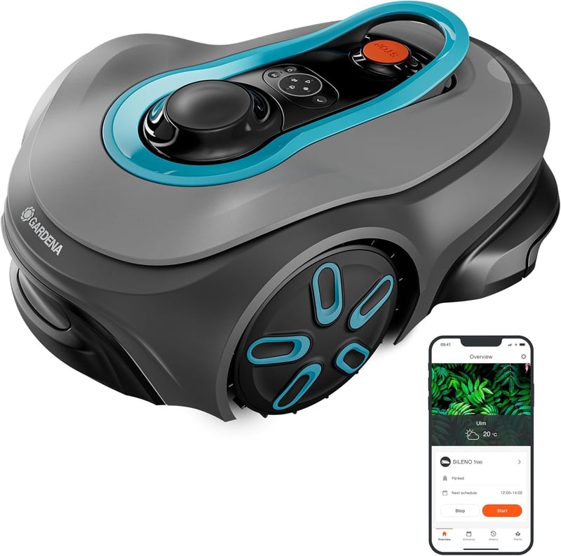 Robotická kosačka Gardena Smart SILENO Free Set 750 m², bez ohraničujúceho kábla, LONA Intelligence, ovládanie cez aplikáciu, tichá prevádzka (19924-47)