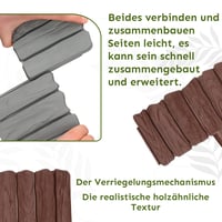 GARDENIX 2,3 m Plastová záhradná obruba so vzhľadom dreva – Hnedá obruba na záhon, záhradná palisáda, flexibilná obruba, 4 moduly 4