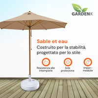 GARDENIX Okrúhly biely plastový podstavec pod slnečník – Stojan na slnečník do záhrady, na terasu alebo pláž, plniteľný pieskom, vodou alebo štrkom 5