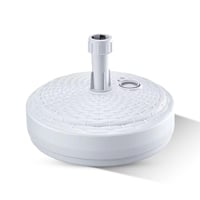 GARDENIX Suport rotund pentru umbrelă de soare, aspect ratan alb, din plastic, cu posibilitate de umplere cu nisip, apă sau pietriș, pentru grădină, terasă sau plajă, suport pentru umbrelă 1