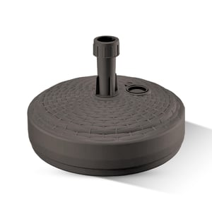 GARDENIX Podstavec pod slnečník, okrúhly, hnedý, plastový s ratanovým vzhľadom, plniteľný pieskom, vodou alebo štrkom, 10 litrov, do záhrady, na terasu, na pláž, stojan na slnečník