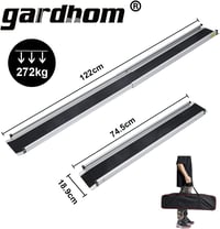 gardhom Teleszkópos Kerekesszék Rámpa 74,5-122 cm - Állítható Alumínium Csúszásgátló Felülettel, 272 kg Teherbírással Lépcsőkhöz, Tárolótásk 2
