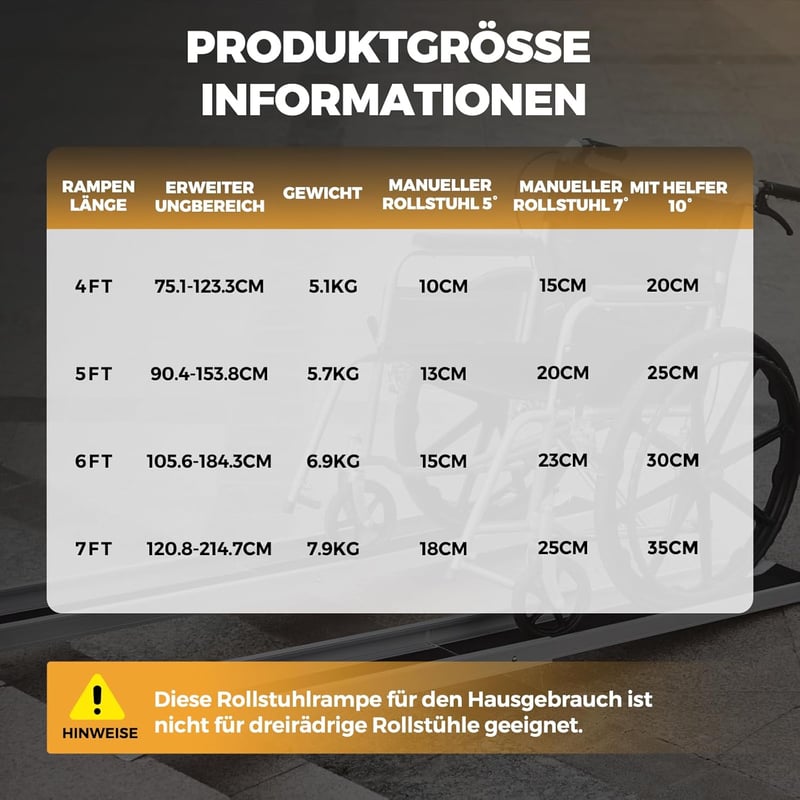gardhom Teleszkópos Kerekesszék Rámpa 98-183 cm Alumínium Hordozható