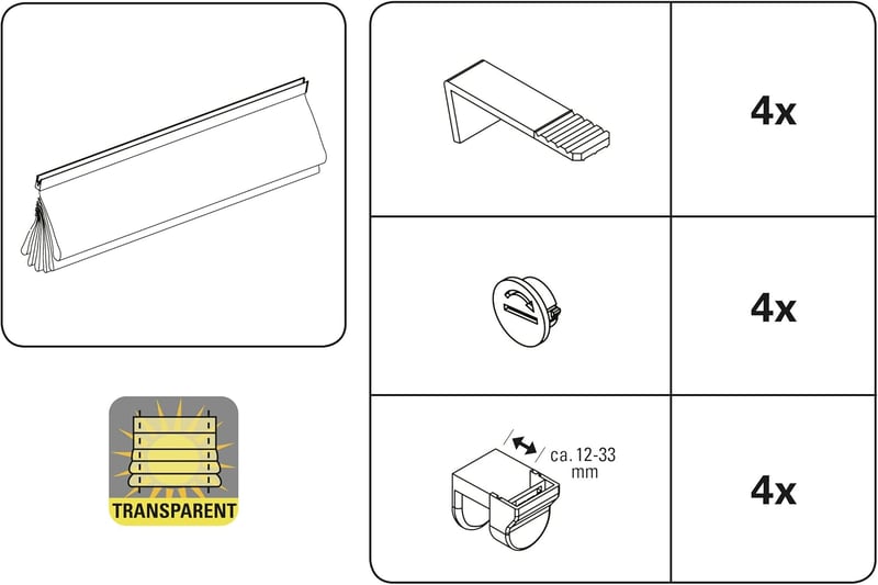 Gardinia EasyFix Fehér Roletta 80x140 cm Átlátszó Római Stílusú - 80W x 140H cm, White