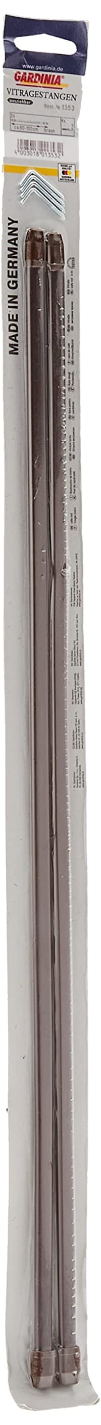 Gardinia výsuvná vitrážová tyč, plochá/oválna, kov/plast, hnedá, 60 – 100 cm, 2 ks 1