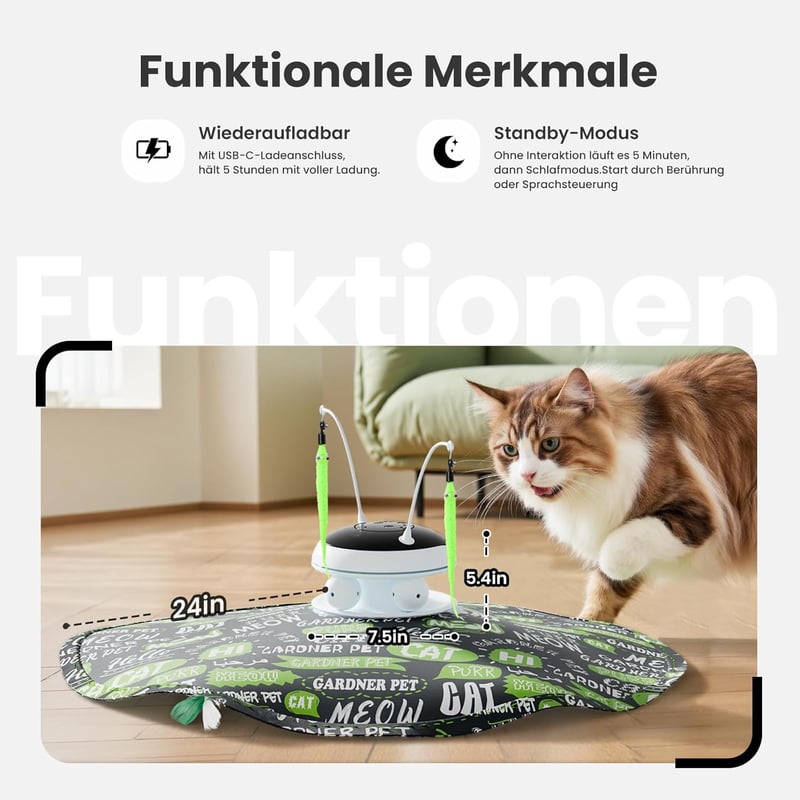 Gardner Pet 5 az 1-ben Interaktív Macska Játék Lézerrel és Tollakkal