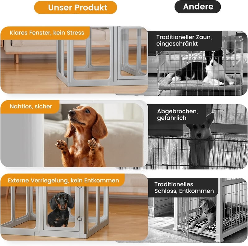 Gardner Pet 60cm Összecsukható Kutyakabin 12 Paneles Átlátszó Játszótér Kölyköknek