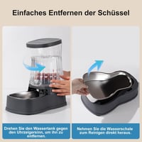 Gardner Pet Automata Macskaeledel-adagoló 3,85L Vízadagoló Kutyáknak Rozsdamentes Acél Tál Szürke - Einzelner Wasserspender (3.85L), Grey - Stainless Steel 7