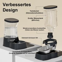 Gardner Pet Automata Macskaeledel-adagoló 3,85L Vízadagoló Kutyáknak Rozsdamentes Acél Tál Szürke - Einzelner Wasserspender (3.85L), Grey - Stainless Steel 3