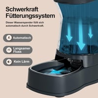 Gardner Pet Automata Macskaeledel-adagoló 3,85L Vízadagoló Kutyáknak Rozsdamentes Acél Tál Szürke - Einzelner Wasserspender (3.85L), Grey - Stainless Steel 5