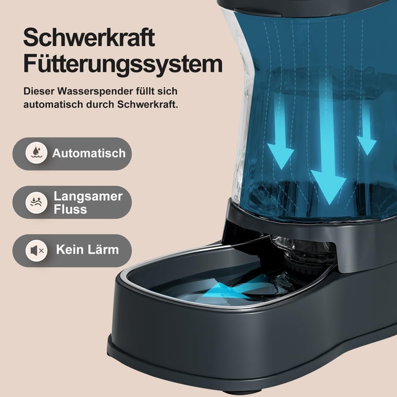 Gardner Pet Automata Macskaeledel-adagoló 3,85L Vízadagoló Kutyáknak Rozsdamentes Acél Tál Szürke - Einzelner Wasserspender (3.85L), Grey - Stainless Steel