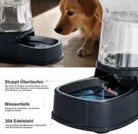 Gardner Pet Automata Macskaeledel-adagoló 3,85L Vízadagoló Kutyáknak Rozsdamentes Acél Tál Szürke - Einzelner Wasserspender (3.85L), Grey - Stainless Steel 4