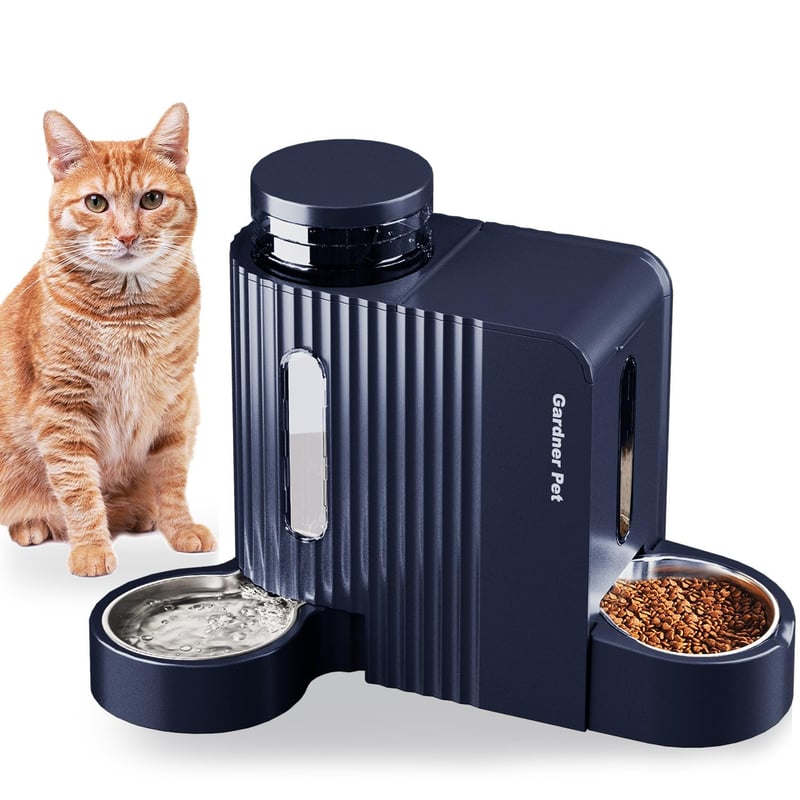 Automatické kŕmidlo pre mačky a psy Gardner Pet Gravitačný dávkovač s miskou z nehrdzavejúcej ocele 3L x 2 Bez obsahu BPA béžové