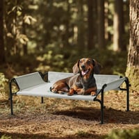Gardner Pet Vyvýšená posteľ pre psov, vonkajší chladiaci pelech s 3-strannou ohradou, sivá, veľkosť S, 88x55x31 cm, prateľná, priedušná sieťovina 1