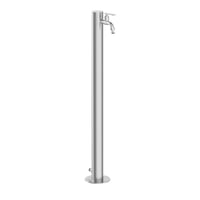 Záhradný vodný stĺpik GARDWELL z nehrdzavejúcej ocele 93 cm, Ø 63 mm, brúsený nerez 304, s 2 výtokmi, skryté pripojenie vody, záhradný kohútik s montážou na podlahu 1