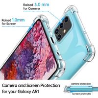Priehľadný kryt Garegce na Samsung Galaxy A51 s 2 ks tvrdeného skla, TPU silikónové nárazuvzdorné ochranné puzdro, 6,5 palca, priehľadný kryt s rámčekom 4
