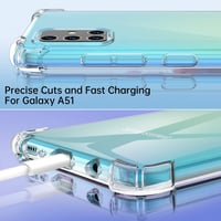 Priehľadný kryt Garegce na Samsung Galaxy A51 s 2 ks tvrdeného skla, TPU silikónové nárazuvzdorné ochranné puzdro, 6,5 palca, priehľadný kryt s rámčekom 6