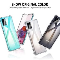 Priehľadný kryt Garegce na Samsung Galaxy A51 s 2 ks tvrdeného skla, TPU silikónové nárazuvzdorné ochranné puzdro, 6,5 palca, priehľadný kryt s rámčekom 7