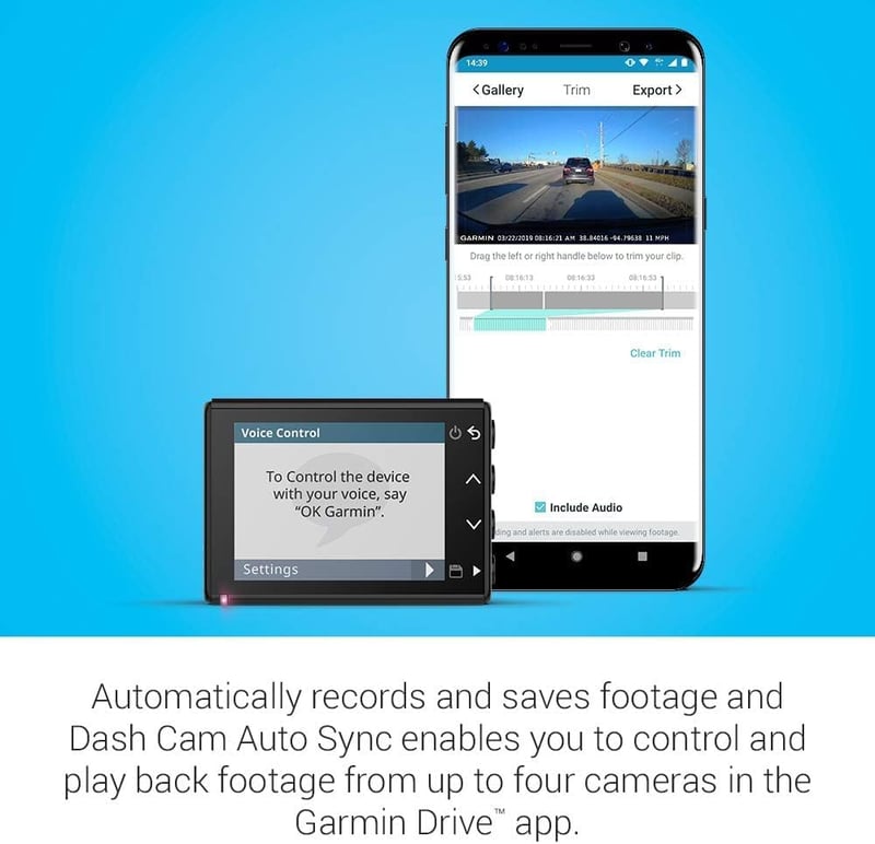 Garmin Dash Cam 56 autós kamera 1440p HD, 140° látószög, 2" kijelző