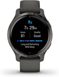 Ceas inteligent Garmin Venu 2S GPS 40 mm cu ecran tactil AMOLED, Negru/Gri, peste 25 de aplicații sportive, autonomie mare a bateriei, monitorizarea sănătății 1