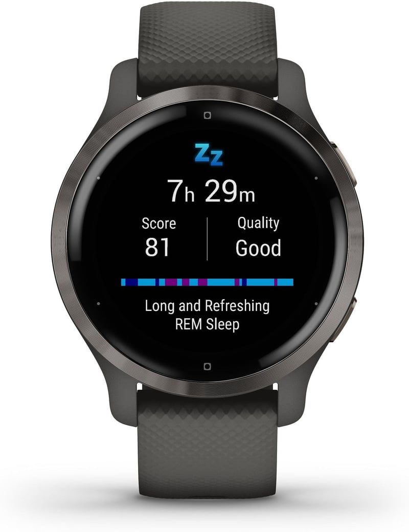 Ceas inteligent Garmin Venu 2S GPS 40 mm cu ecran tactil AMOLED, Negru/Gri, peste 25 de aplicații sportive, autonomie mare a bateriei, monitorizarea sănătății
