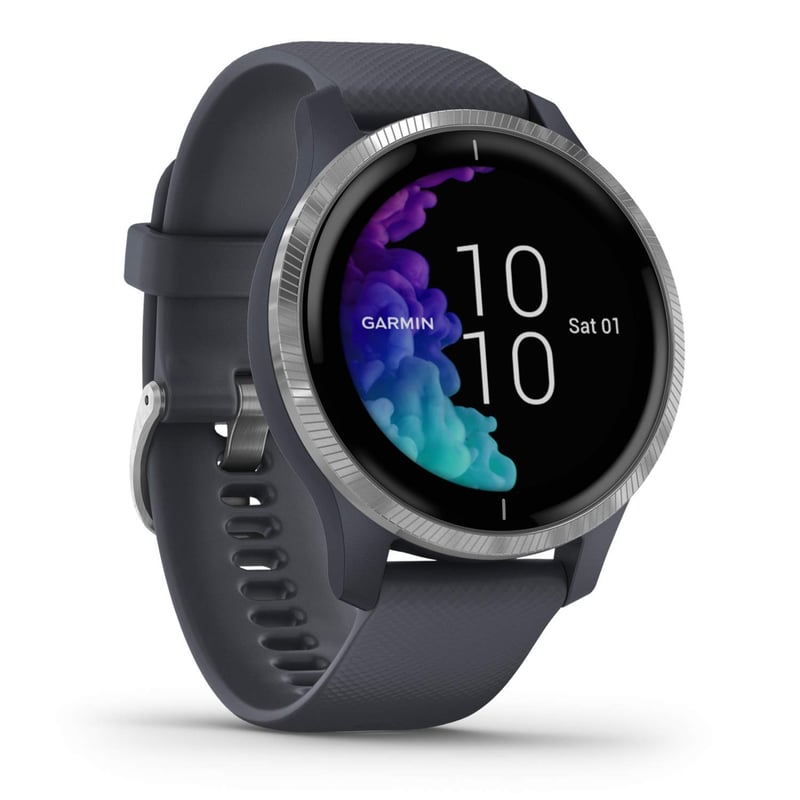 Inteligentné hodinky Garmin Venu s GPS a AMOLED displejom, vodotesné, bridlicovo-sivá/čierna, 20 športových aplikácií, meranie tepu, 5-dňová výdrž batérie, bezkontaktné platby