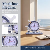 Ceas de masă decorativ Garneck în formă de far, din rășină, stil retro, ceas pentru noptieră, mecanism silențios, ornament pentru living sau birou, stil maritim 7