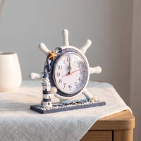 Ceas de masă decorativ Garneck în formă de far, din rășină, stil retro, ceas pentru noptieră, mecanism silențios, ornament pentru living sau birou, stil maritim 3
