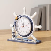 Ceas de masă decorativ Garneck în formă de far, din rășină, stil retro, ceas pentru noptieră, mecanism silențios, ornament pentru living sau birou, stil maritim 5